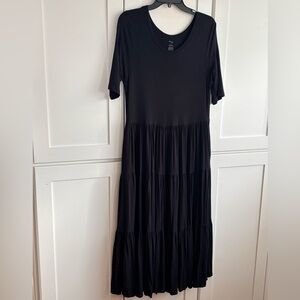 Kyte Black Tiered Scoop Neck Women's Dress